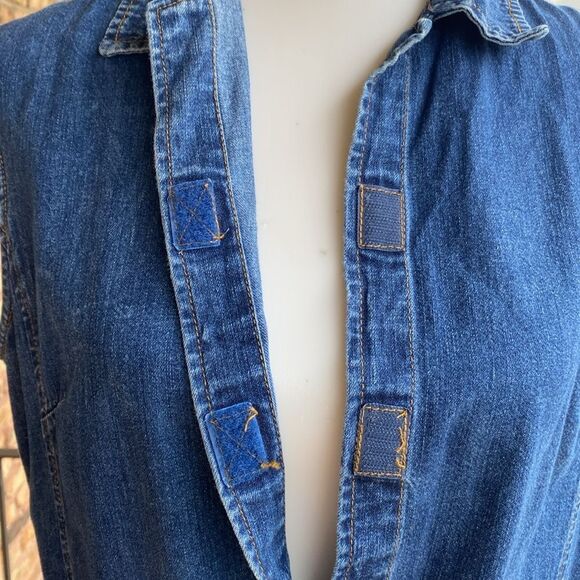 Evan Picone Blue Denim Adjustable Waist Drawstring Dress - Picture 3 of 6